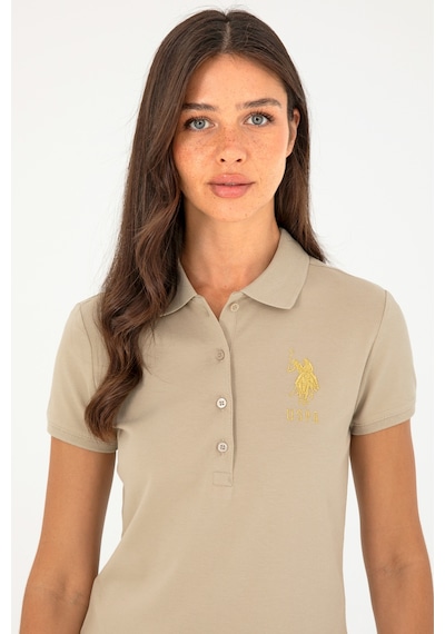 U.S. Polo Assn. Kadın Açık Haki Basic Polo Yaka Tişört 50280071-VR183