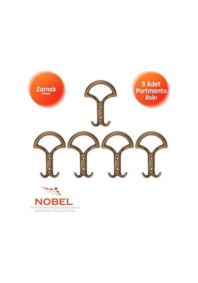 Eta Portmanto Askısı, Metal Vestiyer Askısı, Anti K Sari, Duvar Ve Dolap Askılığı 5'li Set Vidalı