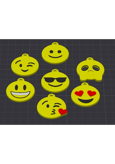 Emoji Anahtarlık 3d Baskı Eğlenceli İfade Serisi Çok Renkli