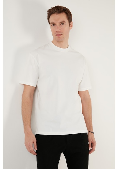 Buratti Pamuklu Relaxed Fit Sıfır Yaka Erkek T Shirt 5905446 Ekru