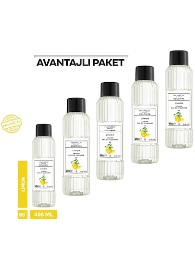 Hunca 80 Derece Limon Kolonyası Pet Şişe 5 x 400 ML
