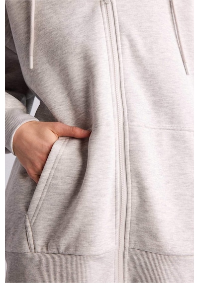 Defacto Oversıze Kapüşonlu Kalın Kumaş Gri Melanj Sweatshirt V4233az26augr256 Gri-gr256