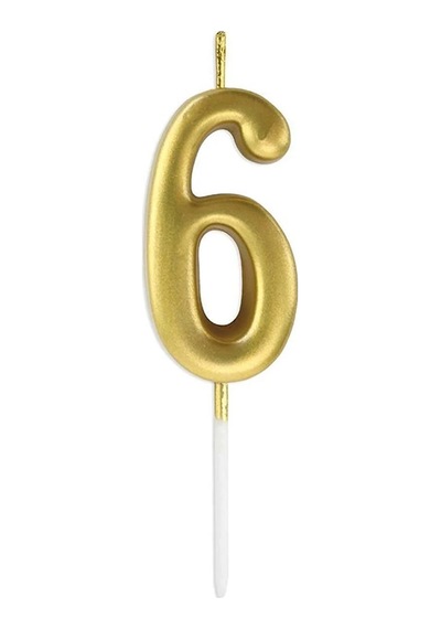 6 Yaş Gold Rakam Mum Altın Renk Doğum Günü Pasta Mumu Sarı Renkli