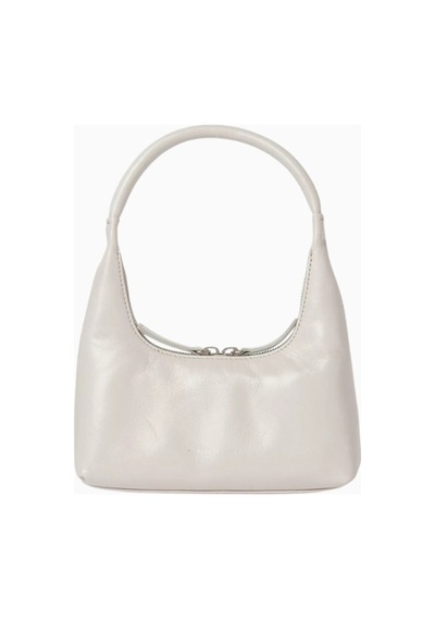 Marge Sherwood Mini Hobo Omuz Çantası, Açık Pastel Gri Deri İle Zarif Günlük Şıklık Açık Gri