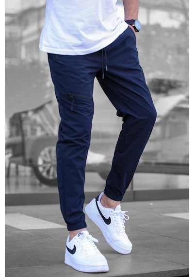 Madmext Lacivert Fermuar Detaylı Paraşüt Jogger Pantolon Lacivert