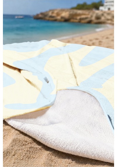 Soyut Dalgalı Plaj Havlusu-pastel Mavi Sarı Minimalist Havuz Deniz Banyo Hızlı Kuruyan Sahil Örtüsü Çok Renkli