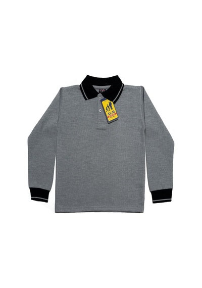 Kidsmadamiko Kız Çocuk Çizgi Polo Yaka Gri