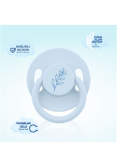 Wee Baby Pure Yuvarlak Uçlu Kauçuk Emzik No:2 Mavi 6-18 Ay