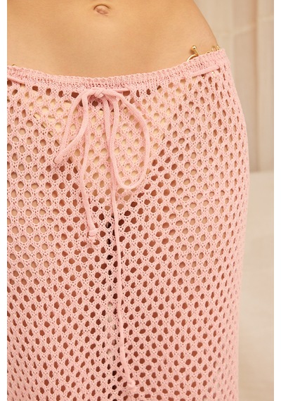 Mai Collection Forio Pembe Triko Crop Etek Takım