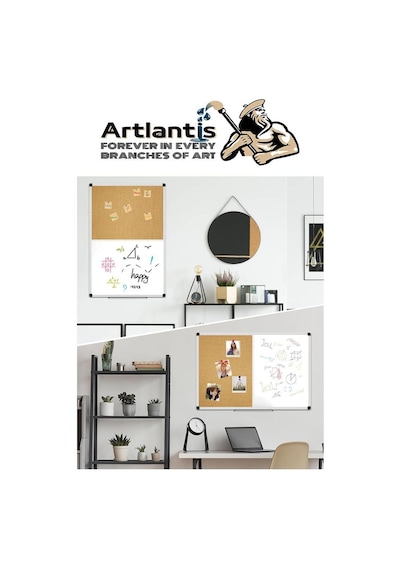 Çift Fonksiyonlu Yazı Tahtası Ve Mantar Pano 60x90 Cm 1 Adet Alüminyum Çerçeveli Mantar Panolu Yazı Tahtası