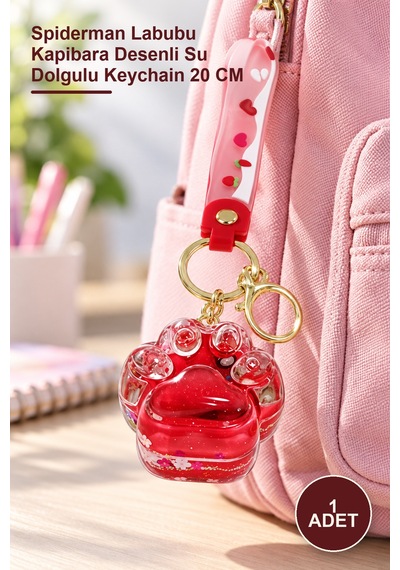 1 Adet Sulu Silikon Anahtarlık Spiderman Labubu Kapibara Desenli Su Dolgulu Keychain 20 Cm