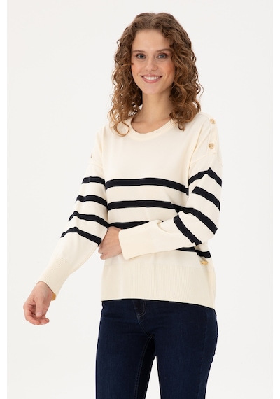 U.S. Polo Assn. Kadın Krem Bisiklet Yaka Kazak 50297070-VR071