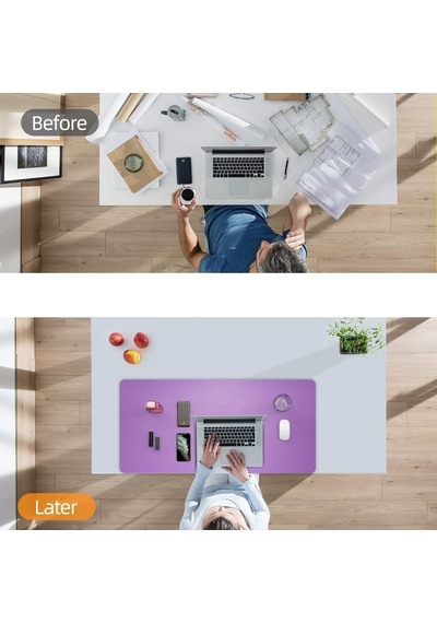 60x30 Cm Pembe Çift Taraflı Deri Desk Mat, Pu Deri Masa Koruyucu Ve Masa Sümeni, Suya Dayanıklı Kolay Silinebilir 2
