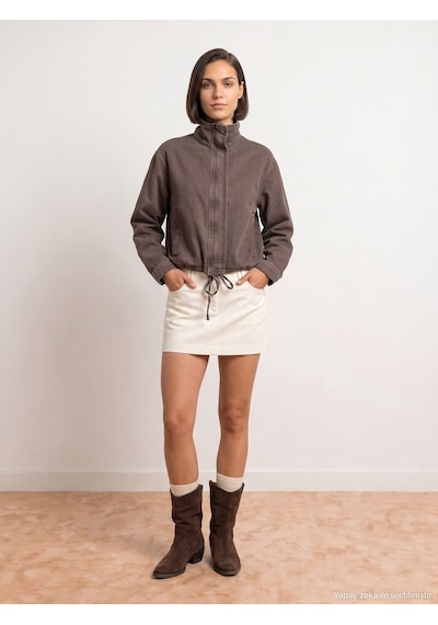 Dilvin 65391 %100 Pamuk Oversize Kot Ceket-kahve