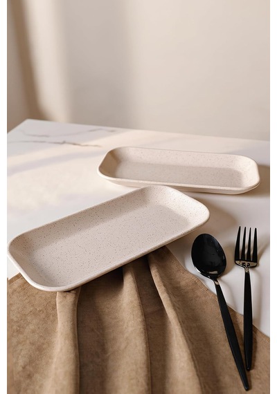 Mat Krem Pergamon Kayık Tabak 26 Cm 2 Adet 040 Çok Renkli