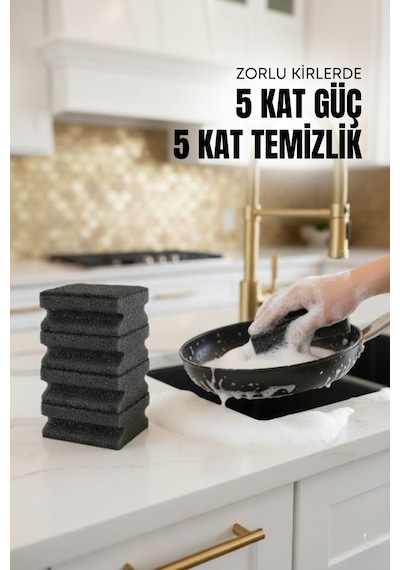 Grimorlife 10 Adet Oluklu Siyah Simli Bulaşık Süngeri Özel Dokulu Dayanıklı Pinterest Temizlik Süngeri Seti