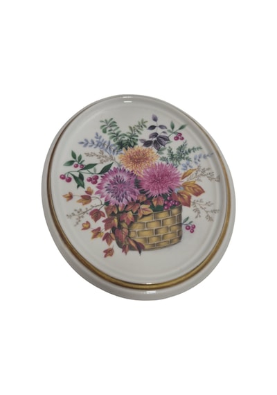 Vintage Dekoratif Çiçek Temalı Porselen Duvar Tabağı 13,5cm 002