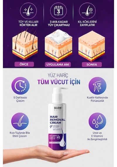 Glow Whıte Tüy Dökücü Krem Tüy Oluşumunu Geciktirici Etkili