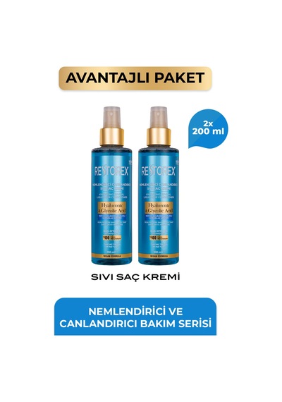 Hyaluronic Glycolic Acid Nemlendirici Canlandırıcı Sıvı Saç Kremi 2 X 200 Ml