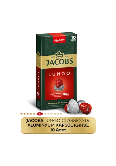 Jacobs Lungo 6 Classic Nespresso Uyumlu Alüminyum Kapsül Kahve 10'lu Kapsül Kahve