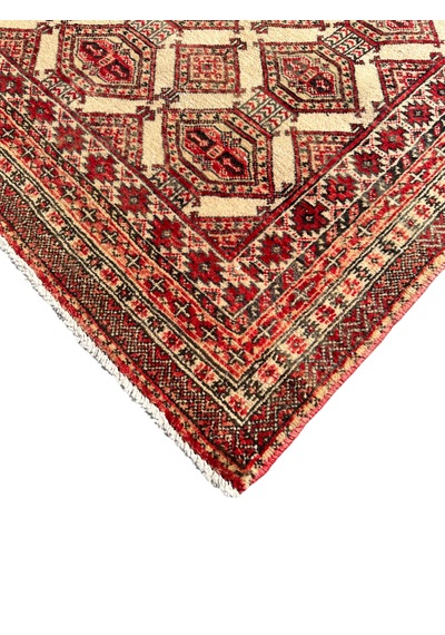 El Dokuma Eskitme Vintage İran Halısı 94x177 Kiremit Krem Yün Kiremit