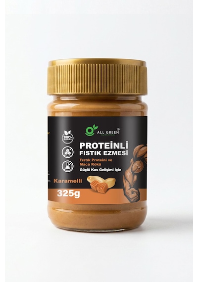Proteinli Fıstık Ezmesi Karamel Fıstık Proteini, Maca Kökü Tozu İle 325 Gr