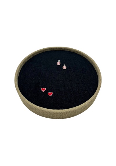 Silindir Model Süet Kumaş 20/20 Cm Batırmalı Siyah Küpe-piercing Tablası