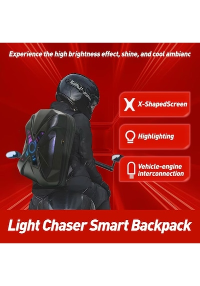 Prıme X Lıght Karbon, Motorcu Sırt Çantası Ledli Sırt Çantası, Telefon Kontrol Kask Taşıma Çantası Siyah