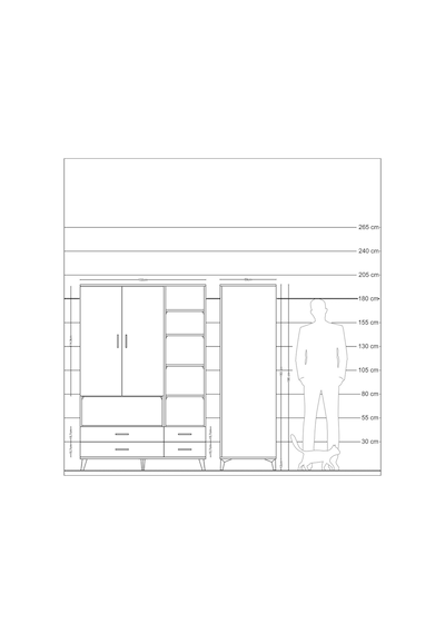 Kronos Dolap 10 Raflı 4 Çekmeceli 2 Kapaklı 132x59x195 Çam-ça... Çam