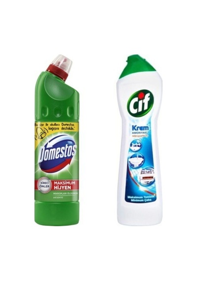 Cif Krem Amonyaklı 750 ML + Domestos Yoğun Çamaşır Suyu Dağ Esintisi 810 G