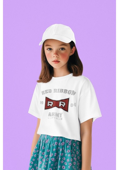 Sevbano Unisex Red Ribbon Army 1984 Yazılı Çocuk Tişört 1-12 Yaş Beyaz