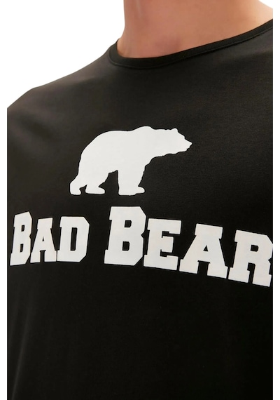 Bad Bear Beyaz Logo Baskılı King Size Erkek Tişört Mavi