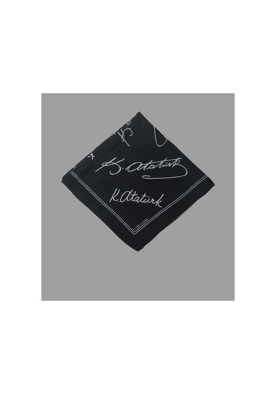 Herşeynota 10 Adet Atatürk İmzalı Çok Amaçlı Fular Siyah 50x50cm 10 Kasım Tören Çok Renkli