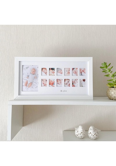İlk Yılım Fotoğraf Anı Çerçevesi - Dekoratif Bebek Odası 12 Aylık Resim Hatıra Çerçevesi Çok Renkli
