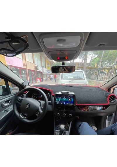 2019-2021 Modellerine Uygun Renault Clio 4 Torpido Koruma Halısı Siyah Kenar Renk Kırmızı