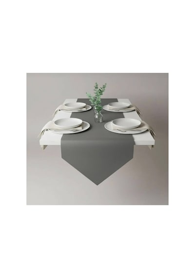 Kk Swords 4+1 Adet Deri Amerikan Servis+runner Set 4 Amerikan Servis -1 Runner Supla Decor Masa Decoru Gri