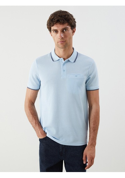 Lcwaıkıkı Classic Mavi Polo Yaka Kısa Kollu Erkek Dokulu Tişört