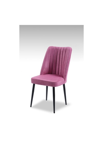 Vento Sandalye - Jerika Pembe- Metal Siyah Ayak 2 Adet - Salon Sandalyesi / Mutfak Sandalyesi Gül Kurusu