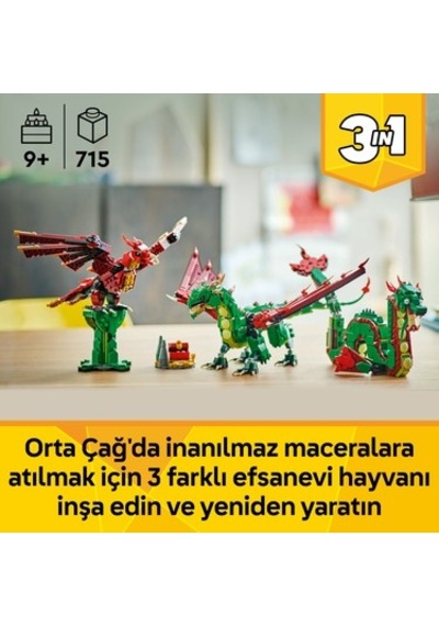 3'ü 1 Arada Orta Çağ Ejderhası İle Yaratıcı Oyun
