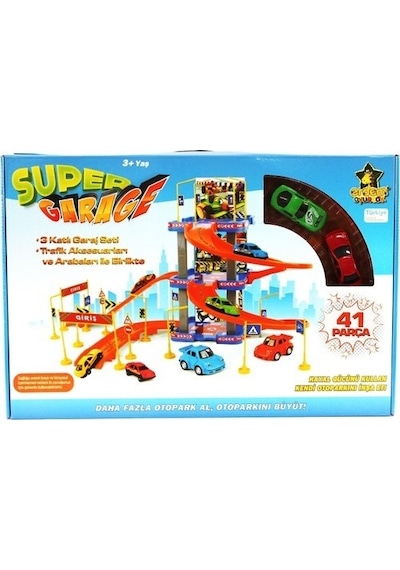 Erdem Toys 3 Katlı Süper Garaj Otopark Seti (41 Parça)