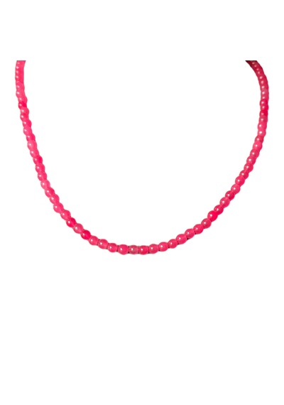 Pembe Kuvars Sıralı Doğal Taş Kolye Pembe