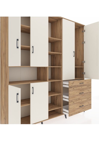 Hyperion Dolap 13 Raflı 3 Çekmeceli 6 Kapaklı 220x44x243 Çam-aytaşı/çam Çok Renkli Hyperion Dolap 13 Raflı 3 Çekmeceli 6 Kapaklı 220x44x243 Çam-aytaşı/çam Çok Renkli