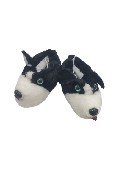 Ateşbags Unisex Hayvan Desenli Ev Ayakkabısı Panduf Siyah