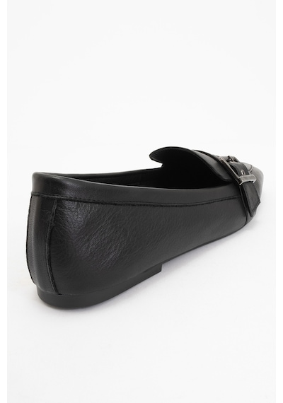 Luvishoes Luvi Shoes Perıwınkle Siyah Cilt Hakiki Deri Kemerli Kadın Loafer Ayakkabı SİYAH CİLT
