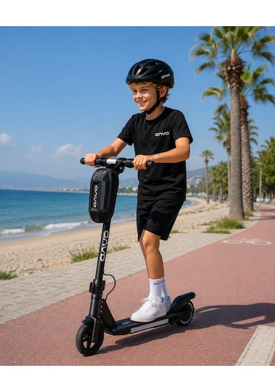 Onvo Kx-01 Siyah 150 W Çocuk Elektrikli Scooter Kasklı