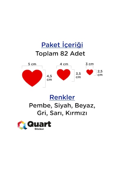 Kalp Sticker 82 Adet,Çocuk Odası Sticker, Duvar Sticker