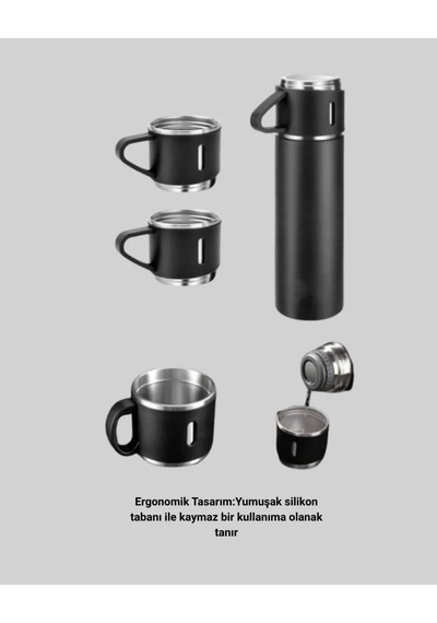 Astraltech 500 Ml Paslanmaz Çelik Termos Ve Bardak Seti Silikon Tabanlı Çok Renkli