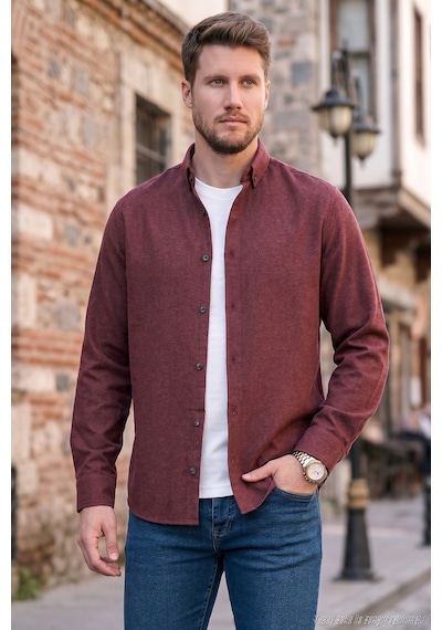 Buratti Pamuklu Regular Fit Düğmeli Yaka Kışlık Erkek Gömlek Cf24W127079 Bordo Buratti Pamuklu Regular Fit Düğmeli Yaka Kışlık Erkek Gömlek Cf24W127079 Bordo
