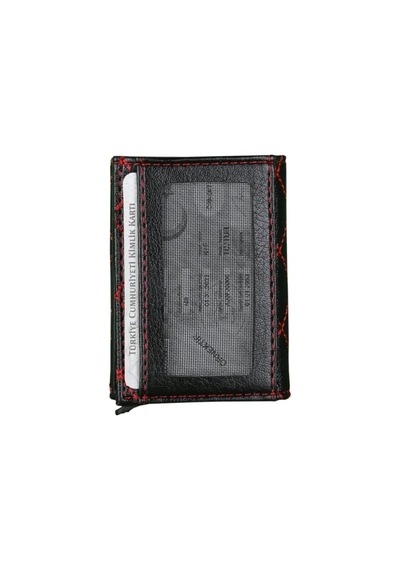 Ozka Leather Collection Nakışlı Mekanizmalı Cüzdan Yazlık Kirmizi