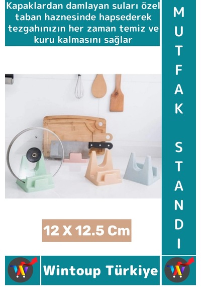 Mutfakstandı Özel Su Tutucu Hazneli Tabak Tencere Kapağı Kesme Tahtası Tutucu Pratik Mutfak Standı